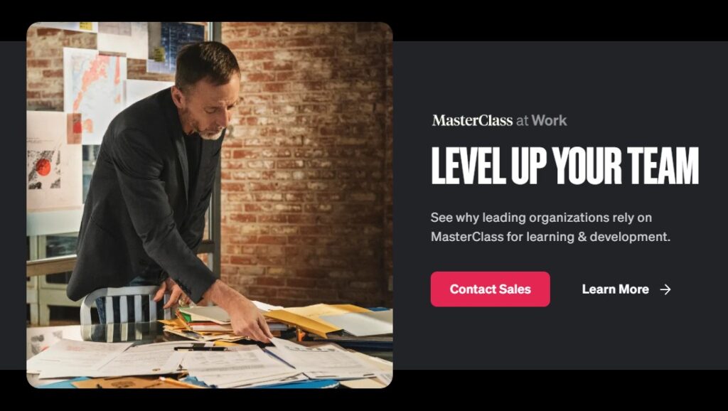 screenshot of a page from the MasterClass website