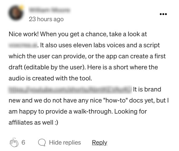 screenshot of a comment on Medium