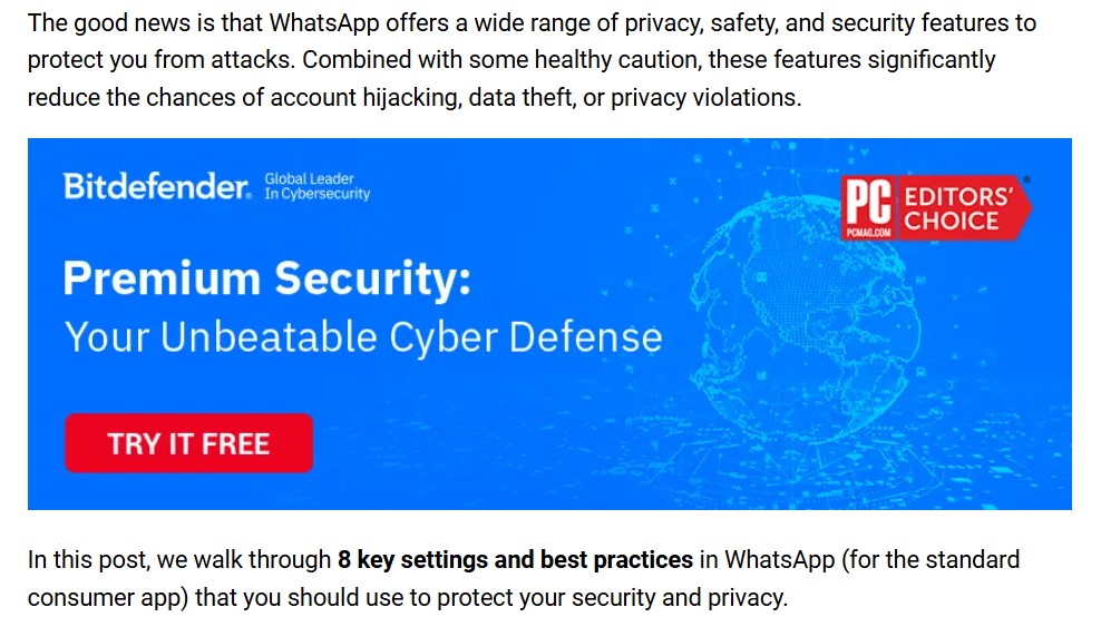 screenshot of the banner on the company blog