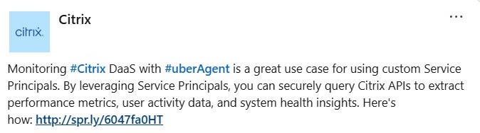screenshot of the post on LinkedIn