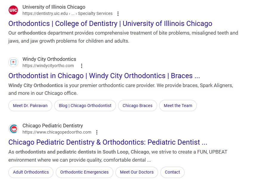 screenshot of google search results