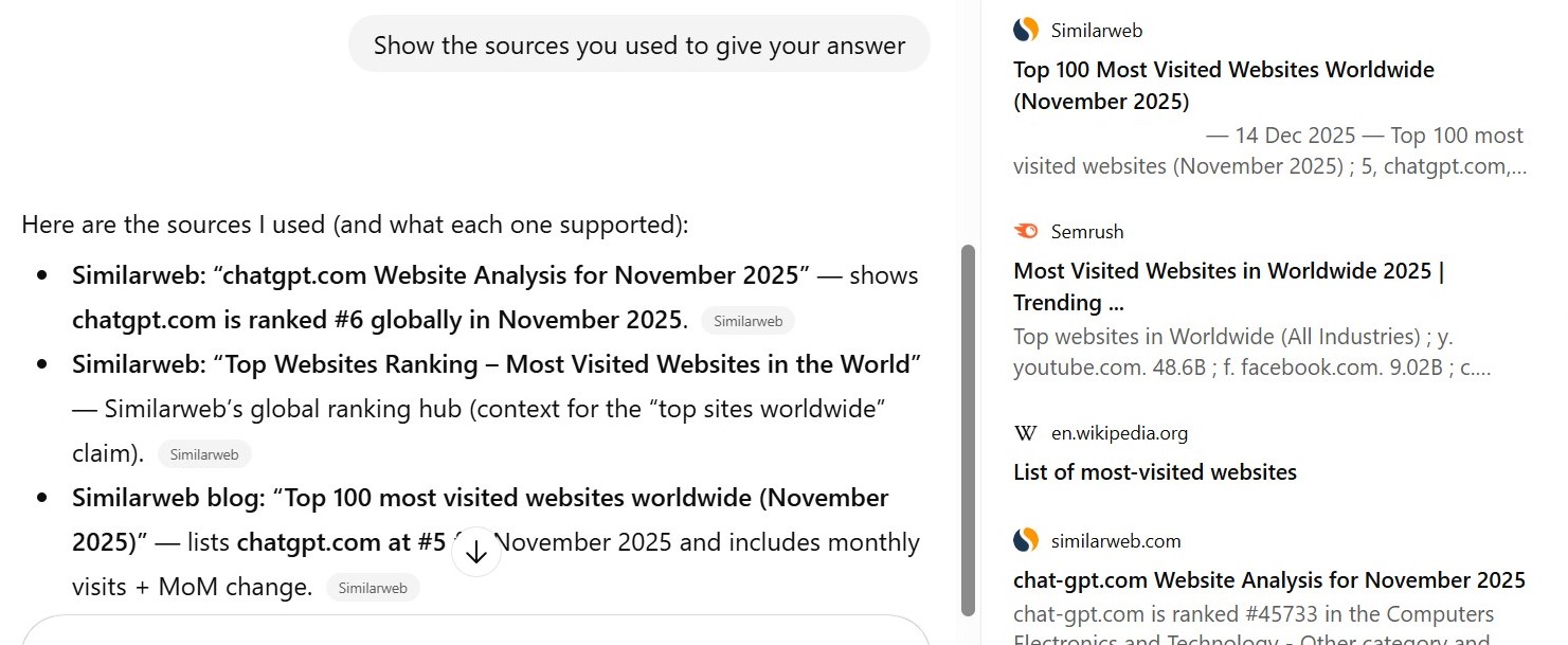 Screenshot from ChatGPT