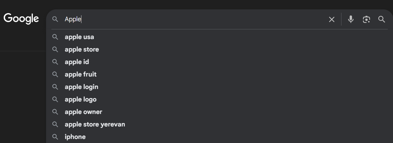 Screenshot of a Google search query