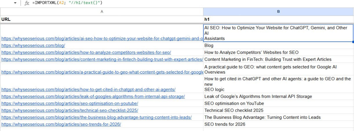 screenshot of the table