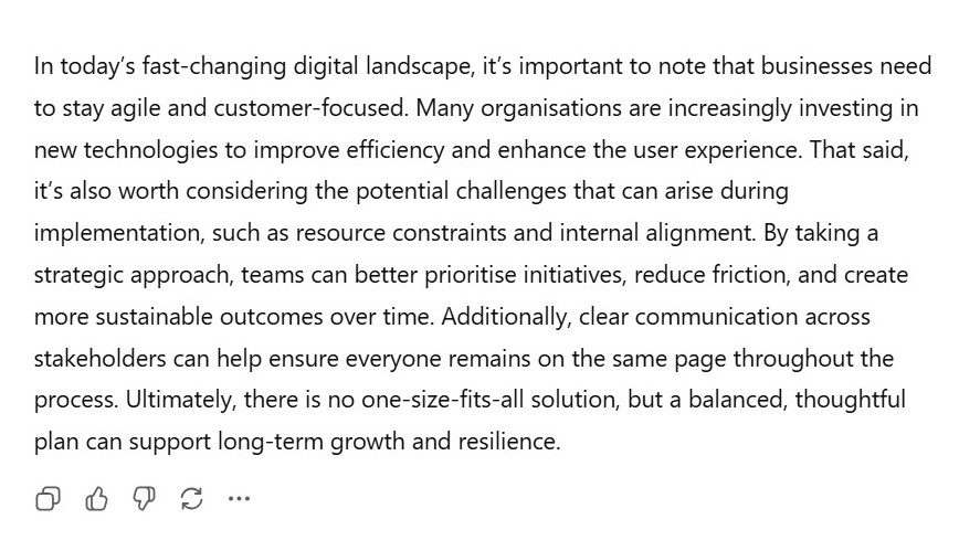 screenshot of an excerpt from the AI text